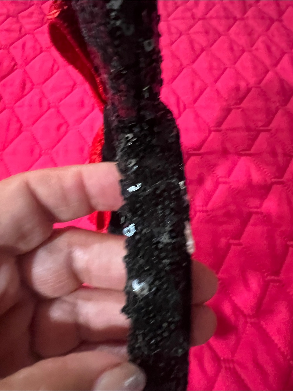 Black Sequin Mouse Ear Headband with Red Sequin Bow - Picture 7 of 10